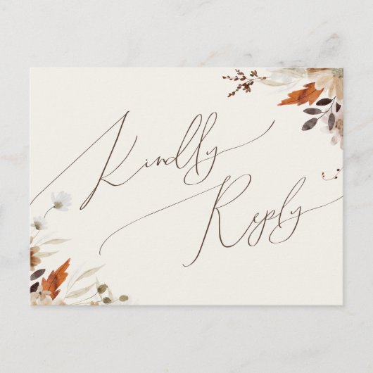 Boho Autumn Wildflower | Beige bruiloft RSVP Briefkaart (Voorkant)