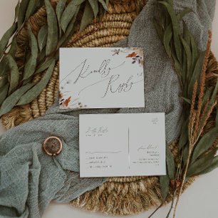 Boho Autumn Wildflower   Beige bruiloft RSVP Briefkaart