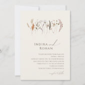 Boho Autumn Wildflower | Beige bruiloft uitnodigin Kaart (Voorkant)