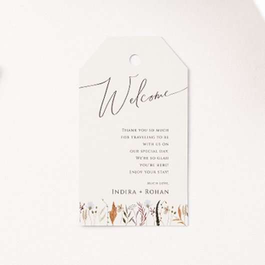 Boho Autumn Wildflower | Beige bruiloft Welkom Cadeaulabel