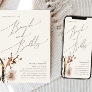 Boho Autumn Wildflower   Beige Brunch en Bubble Kaart