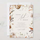 Boho Autumn Wildflower | Beige Casual bruiloft Kaart (Voorkant)