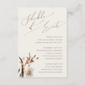 Boho Autumn Wildflower | Beige Evenementenschema Informatiekaartje (Voorkant)