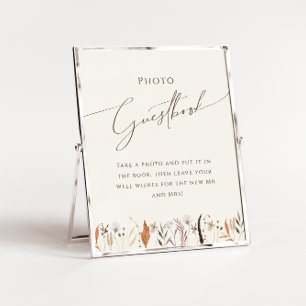 Boho Autumn Wildflower Beige Foto Gastenboek teken Poster