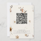 Boho Autumn Wildflower | Beige Foto Lijst QR Code Save The Date (Achterkant)