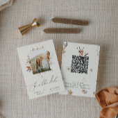 Boho Autumn Wildflower | Beige Foto Lijst QR Code Save The Date