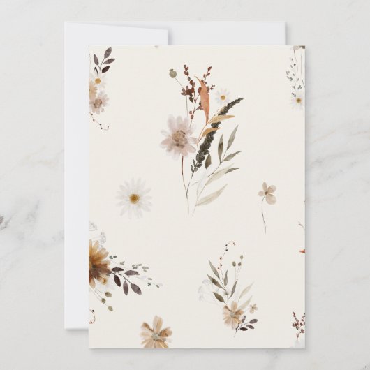 Boho Autumn Wildflower | Beige foto Sla de datum o Save The Date (Achterkant)