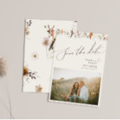 Boho Autumn Wildflower | Beige foto Sla de datum o Save The Date