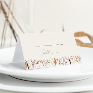 Boho Autumn Wildflower   Beige Gevouwen Plaatskaartje