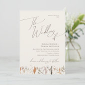 Boho Autumn Wildflower | Beige Het huwelijk van Kaart (Staand voorkant)