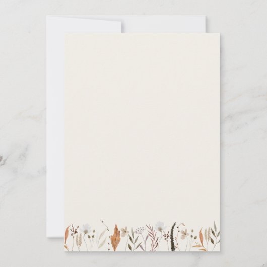 Boho Autumn Wildflower | Beige Het huwelijk van Kaart (Achterkant)