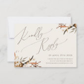 Boho Autumn Wildflower | Beige horizontale QR-code RSVP Kaartje (Voorkant)