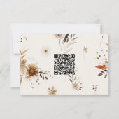 Boho Autumn Wildflower | Beige horizontale QR-code RSVP Kaartje (Achterkant)