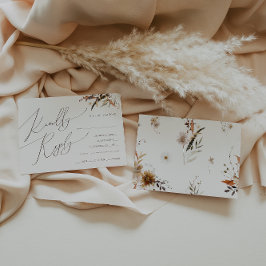 Boho Autumn Wildflower Beige Menu Keuze RSVP-kaart