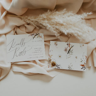 Boho Autumn Wildflower Beige Menu Keuze RSVP-kaart