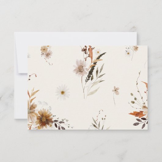 Boho Autumn Wildflower Beige Menu Keuze RSVP-kaart (Achterkant)