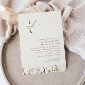 Boho Autumn Wildflower | Beige Monogram bruiloft Kaart