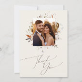 Boho Autumn Wildflower | Beige platte foto Bedankkaart (Voorkant)