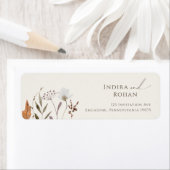 Boho Autumn Wildflower Beige retour adreslabel Etiket (Insitu)