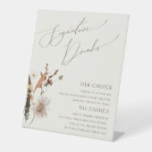 Boho Autumn Wildflower | Beige Signature Drinken Reclamebord Met Voetstuk (Voorkant)
