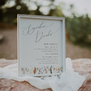 Boho Autumn Wildflower Beige Signature Drinken Sig Poster