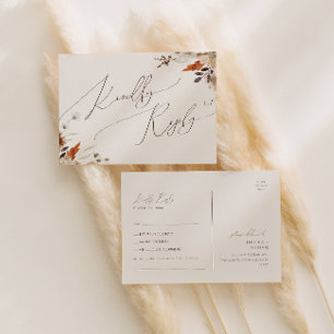 Boho Autumn Wildflower   Beige Song Aanvraag RSVP Briefkaart