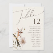 Boho Autumn Wildflower | Beige tabel nummer grafie (Voorkant)