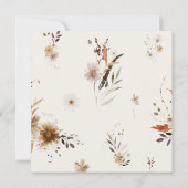 Boho Autumn Wildflower | Beige vierkante bruiloft Kaart (Achterkant)