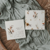 Boho Autumn Wildflower | Beige vierkante bruiloft Kaart