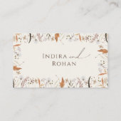 Boho Autumn Wildflower | Beige Vlakke Huwelijk Plaatskaartje (Achterkant)