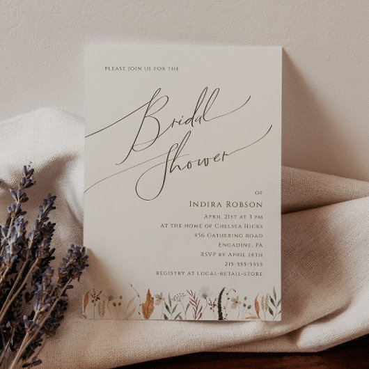 Boho Autumn Wildflower | Beige Vrijgezellenfeest Kaart
