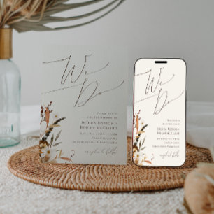 Boho Autumn Wildflower Beige Wij doen bruiloft Kaart