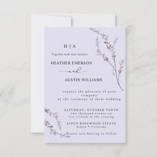 Boho Autumn Wildflower | Boda botánico Kaart (Voorkant)