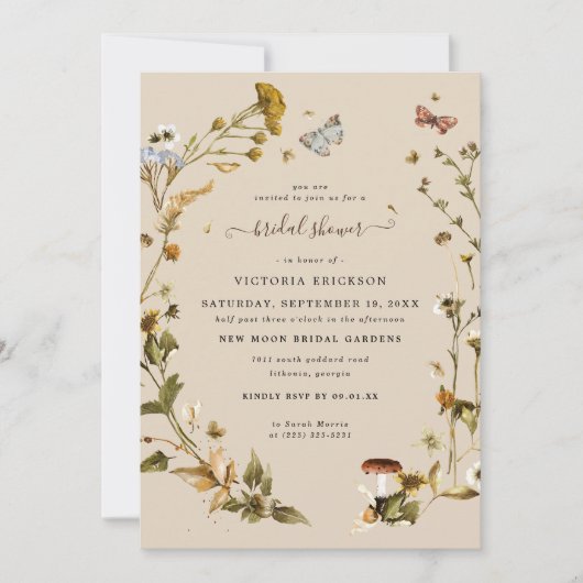 Boho Autumn Wildflower | Botanisch Vrijgezellenfee Kaart (Voorkant)