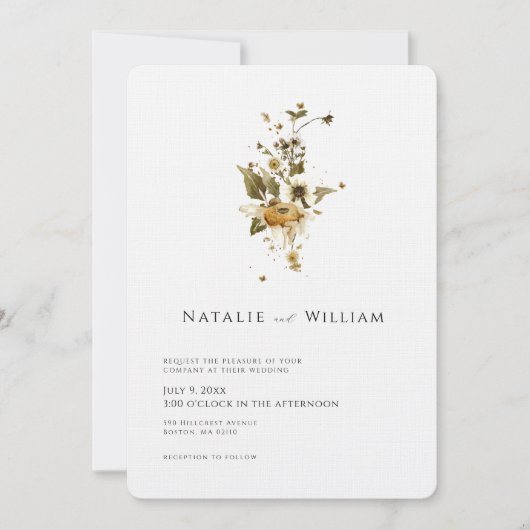 Boho Autumn Wildflower | Botanische bruiloft Kaart (Voorkant)