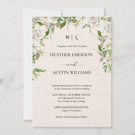 Boho Autumn Wildflower | Botanische bruiloft Kaart (Voorkant)