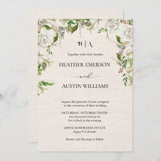 Boho Autumn Wildflower | Botanische bruiloft Kaart (Voorkant / Achterkant)