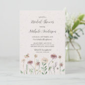 Boho Autumn Wildflower Bridal Shower Invitation Kaart (Staand voorkant)