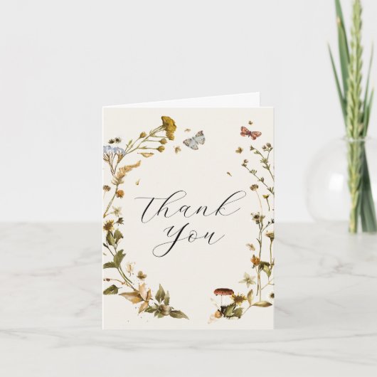 Boho Autumn Wildflower | Bruiloft dank u Bedankkaart (Voorkant)