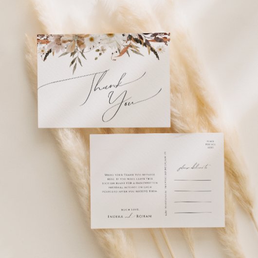 Boho Autumn Wildflower | Bruiloft dank u Briefkaart