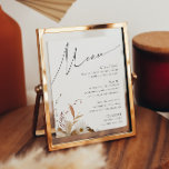 Boho Autumn Wildflower | Bruiloft Menu Sign Poster<br><div class="desc">Introductie van onze prachtige boho herfst wilde bloem | Bruiloft menu teken, die een eenvoudig en modern ontwerp dat de schoonheid van de natuur weerspiegelt omarmt. Met geperste gedroogde herfst waterverf bloemen en terracotta bladeren, het vangt de essentie van oktober verbrande oranje tinten, het creëren van een minimalistisch maar klassiek...</div>