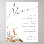 Boho Autumn Wildflower | Bruiloft Menu Sign Poster (Voorkant)