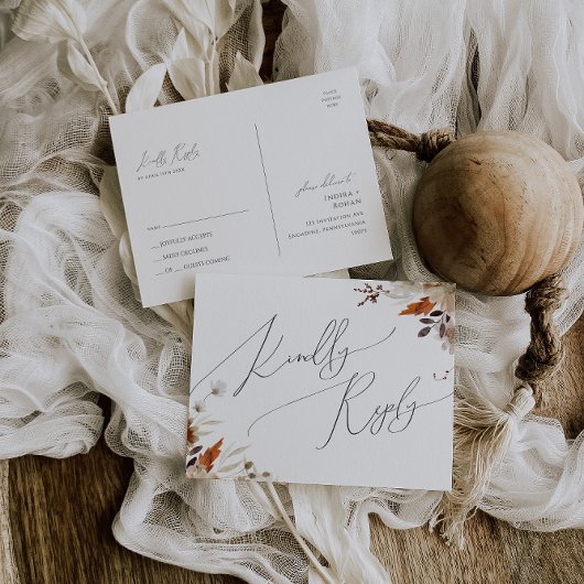 Boho Autumn Wildflower | Bruiloft RSVP Briefkaart