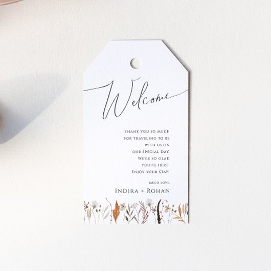 Boho Autumn Wildflower | Bruiloft Welkom Cadeaulabel