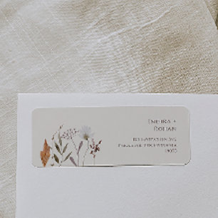 Boho Autumn Wildflower Eenvoudig Beige Retouradres Etiket