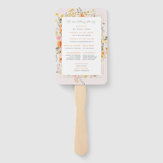 Boho Autumn Wildflower | Floral Wedding Programma Handwaaier (Achterkant)