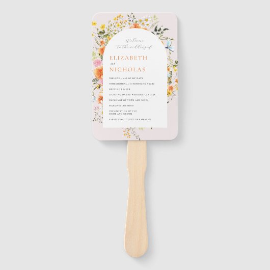 Boho Autumn Wildflower | Floral Wedding Programma Handwaaier (Voorkant)