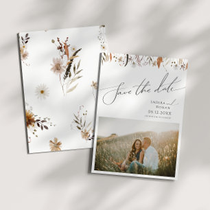 Boho Autumn Wildflower   Foto De datum opslaan Save The Date