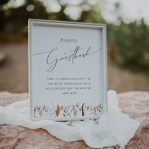 Boho Autumn Wildflower   Foto Gastenboek teken Poster