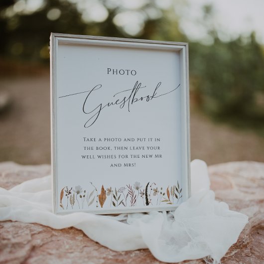 Boho Autumn Wildflower | Foto Gastenboek teken Poster